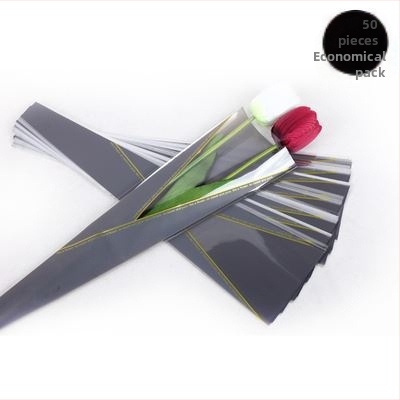 OPP maišelis vienai rožei puokštės įvyniojimui, širdies lango dizainas, tolerancija 5%