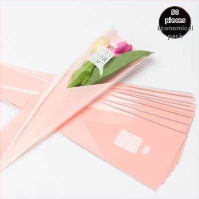 OPP maišelis vienai rožei puokštės įvyniojimui, širdies lango dizainas, tolerancija 5%