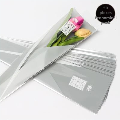 OPP maišelis vienai rožei puokštės įvyniojimui, širdies lango dizainas, tolerancija 5%