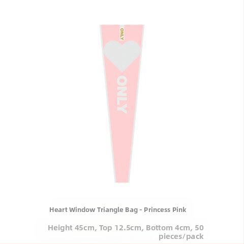 OPP maišelis vienai rožei puokštės įvyniojimui, širdies lango dizainas, tolerancija 5%