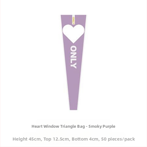 OPP maišelis vienai rožei puokštės įvyniojimui, širdies lango dizainas, tolerancija 5%