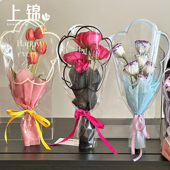 Gėlių pakavimo maišelis, skaidrus OPP materialas, kelių kišenių dizainas, prekinis ženklas Shangjin