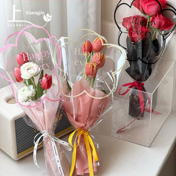 Gėlių pakavimo maišelis, skaidrus OPP materialas, kelių kišenių dizainas, prekinis ženklas Shangjin