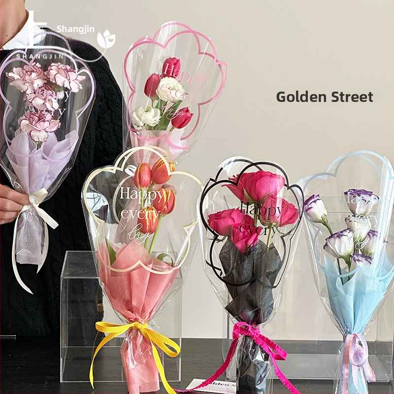 Торба за цветя за опаковане, прозрачен OPP материал, дизайн с няколко торби, марка Shangjin