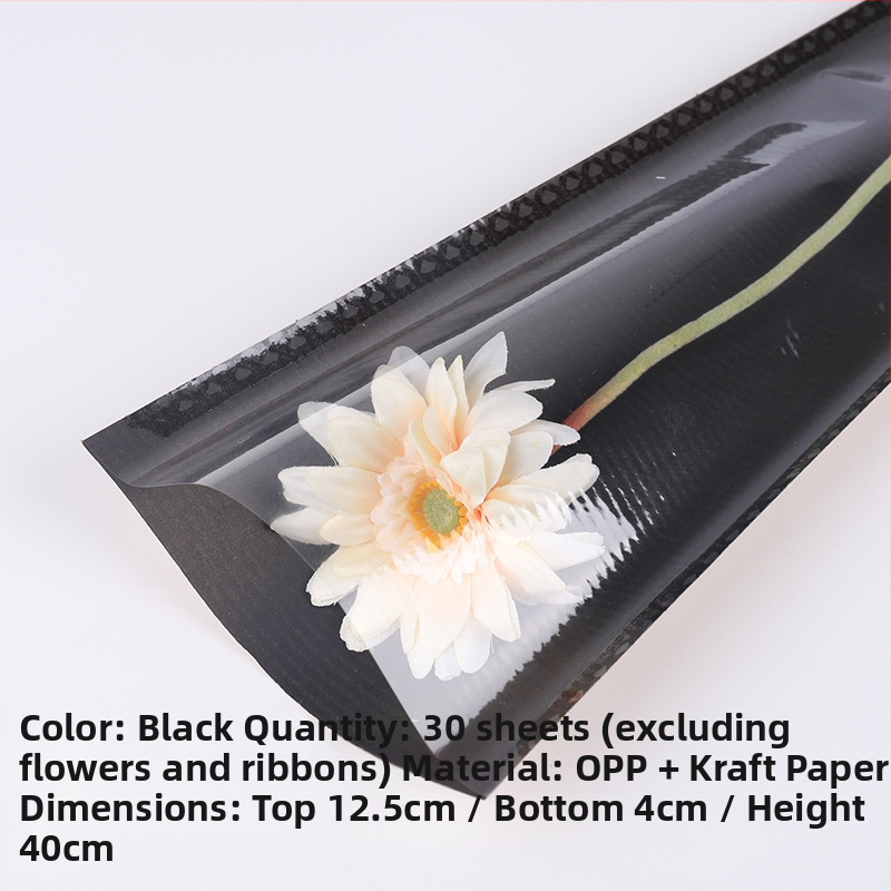 Kraft popieriaus žiedlapių puokštės įpakavimo maišelis, atsparus vandeniui, rašalo spausdinimas, opp pakuotė