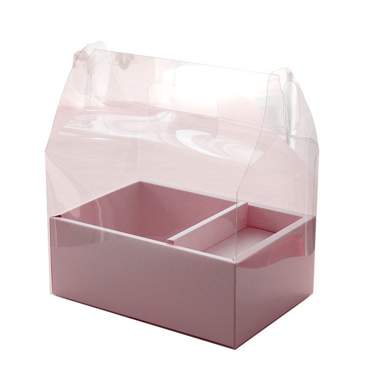 PVC gėlių dėžutė, skaidri nešiojama dėžutė gėlėms, rankų darbo įpakavimas; Medžiaga: PVC; Modelis: Skaidri PVC nešiojama gėlių dėžutė; Įpakavimo lygis: terminalinė pardavimas