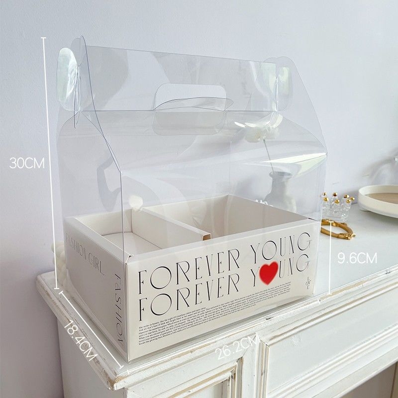 PVC gėlių dėžutė, skaidri nešiojama dėžutė gėlėms, rankų darbo įpakavimas; Medžiaga: PVC; Modelis: Skaidri PVC nešiojama gėlių dėžutė; Įpakavimo lygis: terminalinė pardavimas