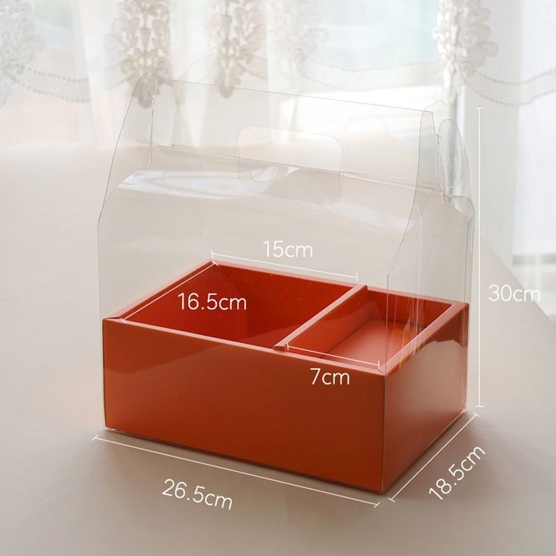 PVC gėlių dėžutė, skaidri nešiojama dėžutė gėlėms, rankų darbo įpakavimas; Medžiaga: PVC; Modelis: Skaidri PVC nešiojama gėlių dėžutė; Įpakavimo lygis: terminalinė pardavimas