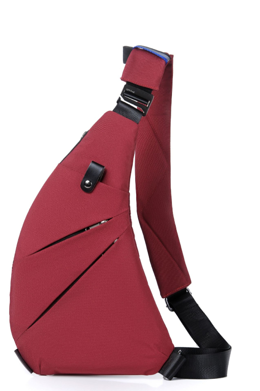 Ανδρική τσάντα στήθους Zidron 6019 – Νάιλον, αντικλοπή, σχήμα μισοφέγγαρου