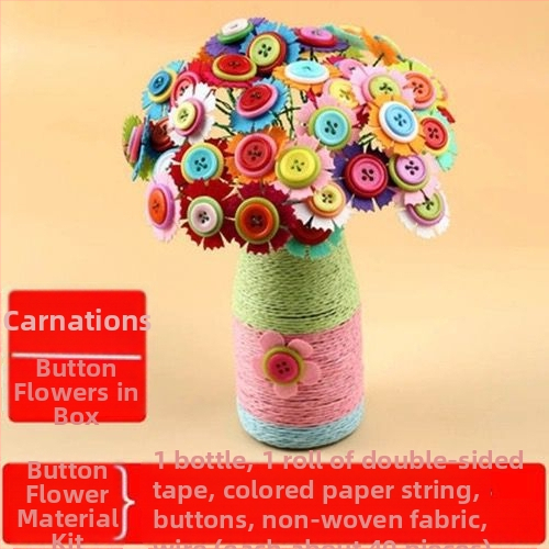 DIY комплект за букет от копчета – плат, произход Yiwu, опаковка цветна кутия, за деца 4–6 години, развива интелектуално развитие и координация ръка-око