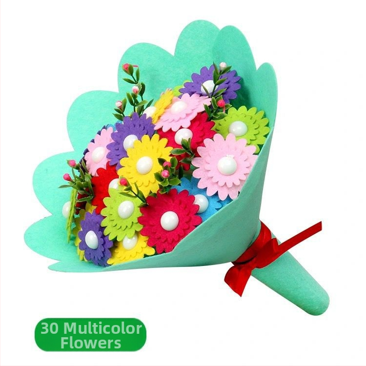 DIY комплект за букет от копчета – плат, произход Yiwu, опаковка цветна кутия, за деца 4–6 години, развива интелектуално развитие и координация ръка-око
