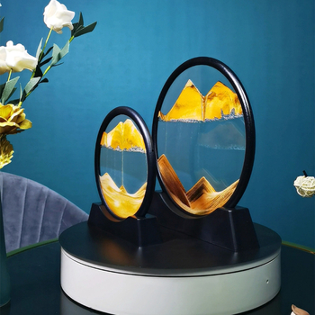 Стъклена пясъчна картина за бюро, триизмерна, кръгла геометрична декорация, полирана повърхност