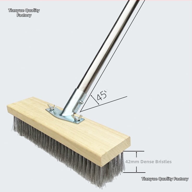 Πλαστική βούρτσα δαπέδου με μακριά λαβή για απομάκρυνση βρύων — Καταγωγή: Κίνα; Συναρμολόγηση: απαιτείται κατσαβίδι για τη σφήξη δύο βιδών