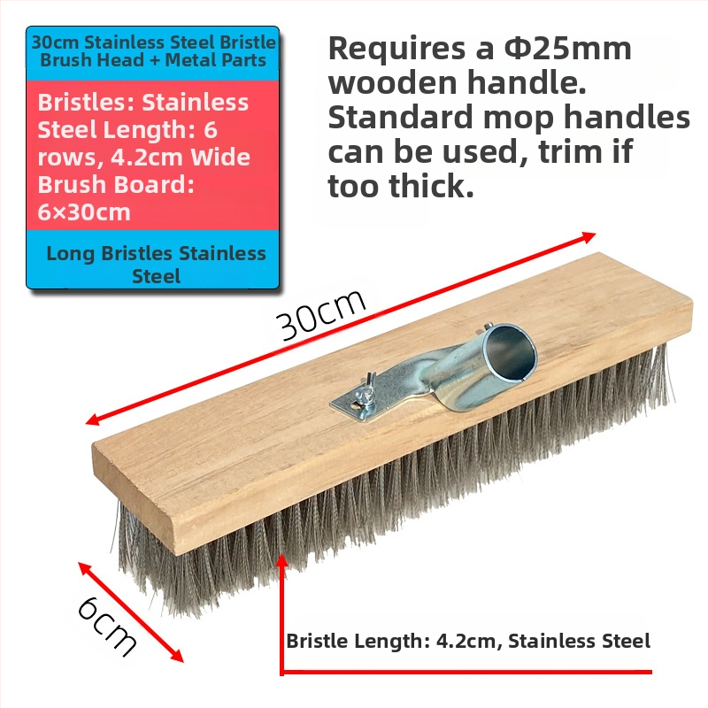 Πλαστική βούρτσα δαπέδου με μακριά λαβή για απομάκρυνση βρύων — Καταγωγή: Κίνα; Συναρμολόγηση: απαιτείται κατσαβίδι για τη σφήξη δύο βιδών
