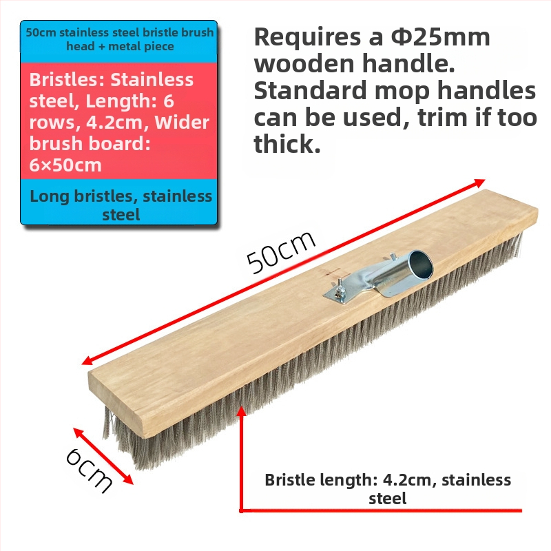 Πλαστική βούρτσα δαπέδου με μακριά λαβή για απομάκρυνση βρύων — Καταγωγή: Κίνα; Συναρμολόγηση: απαιτείται κατσαβίδι για τη σφήξη δύο βιδών