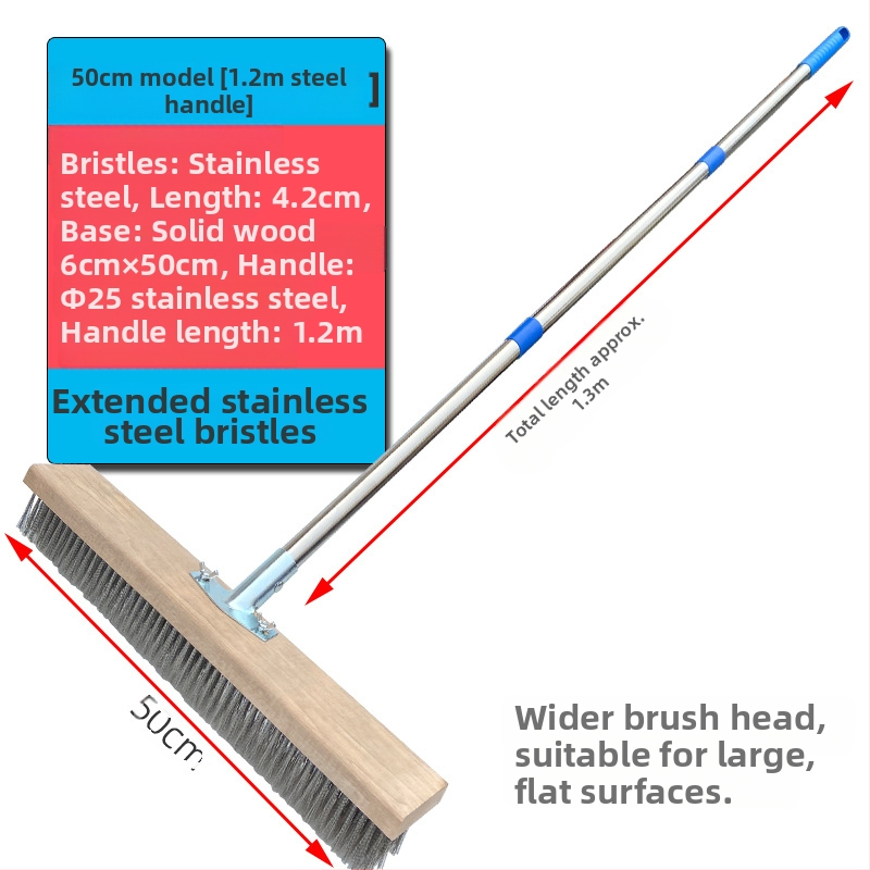 Πλαστική βούρτσα δαπέδου με μακριά λαβή για απομάκρυνση βρύων — Καταγωγή: Κίνα; Συναρμολόγηση: απαιτείται κατσαβίδι για τη σφήξη δύο βιδών