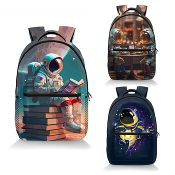 Školska torba s motivom astronauta, prozračna, otporna na habanje, zaštita kralježnice, naramenice s zračnim jastučićem, velika zapremina
