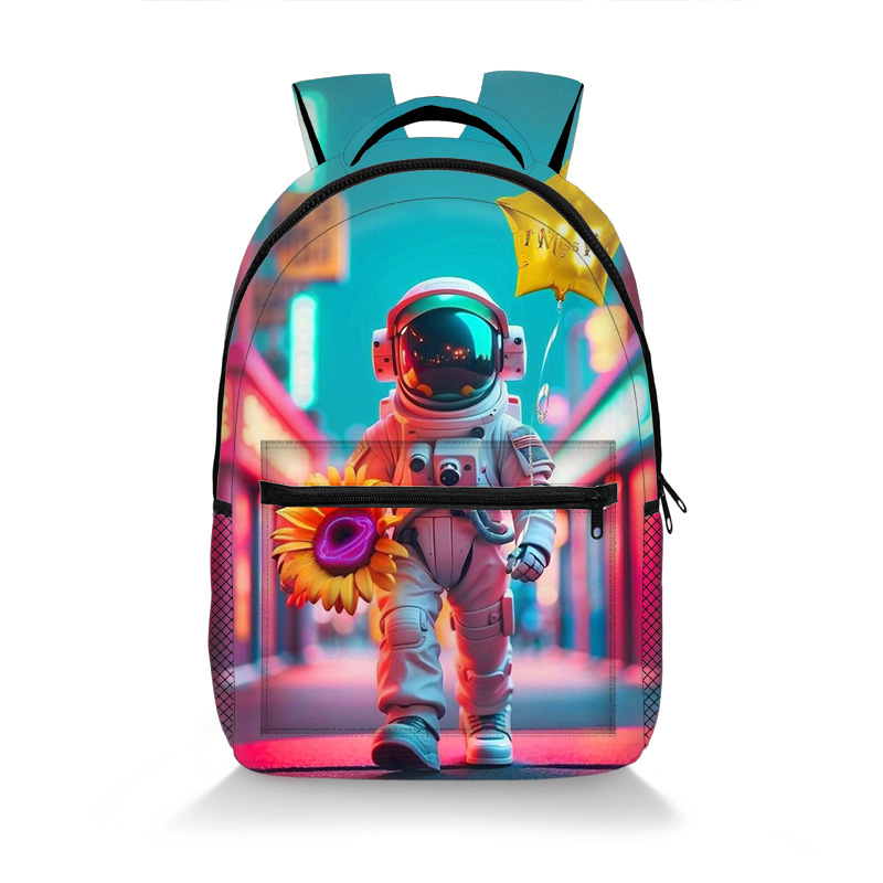 Školska torba s motivom astronauta, prozračna, otporna na habanje, zaštita kralježnice, naramenice s zračnim jastučićem, velika zapremina