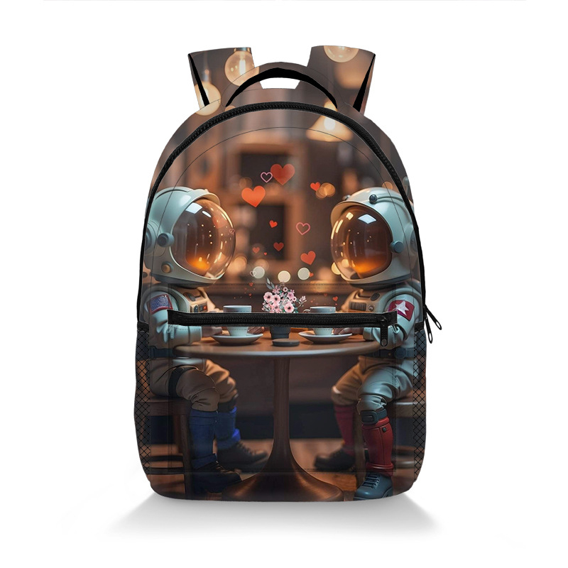 Školska torba s motivom astronauta, prozračna, otporna na habanje, zaštita kralježnice, naramenice s zračnim jastučićem, velika zapremina
