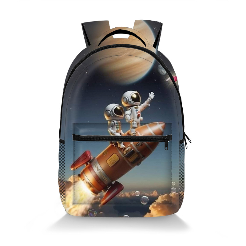Školska torba s motivom astronauta, prozračna, otporna na habanje, zaštita kralježnice, naramenice s zračnim jastučićem, velika zapremina