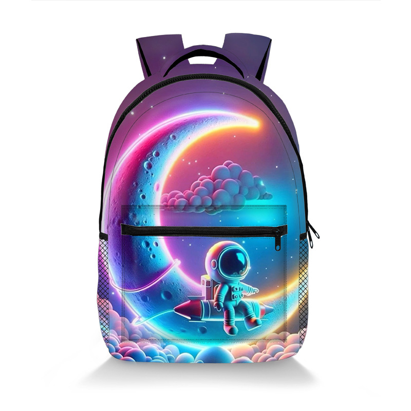 Školska torba s motivom astronauta, prozračna, otporna na habanje, zaštita kralježnice, naramenice s zračnim jastučićem, velika zapremina