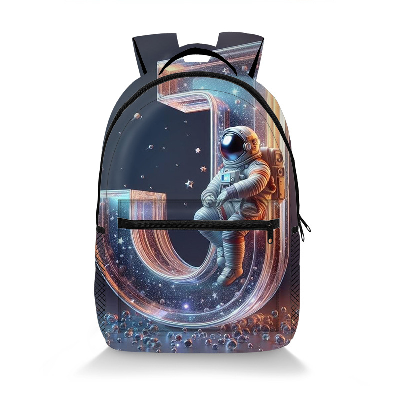Školska torba s motivom astronauta, prozračna, otporna na habanje, zaštita kralježnice, naramenice s zračnim jastučićem, velika zapremina