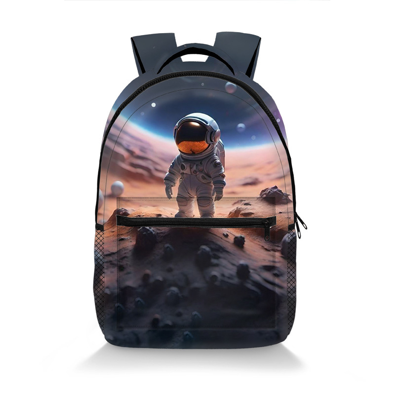 Školska torba s motivom astronauta, prozračna, otporna na habanje, zaštita kralježnice, naramenice s zračnim jastučićem, velika zapremina