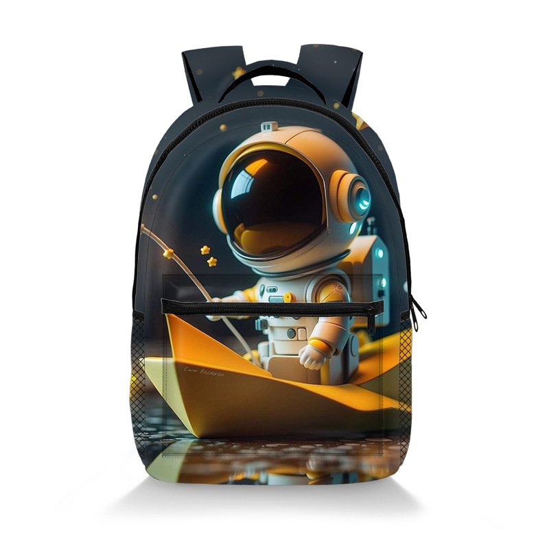 Školska torba s motivom astronauta, prozračna, otporna na habanje, zaštita kralježnice, naramenice s zračnim jastučićem, velika zapremina