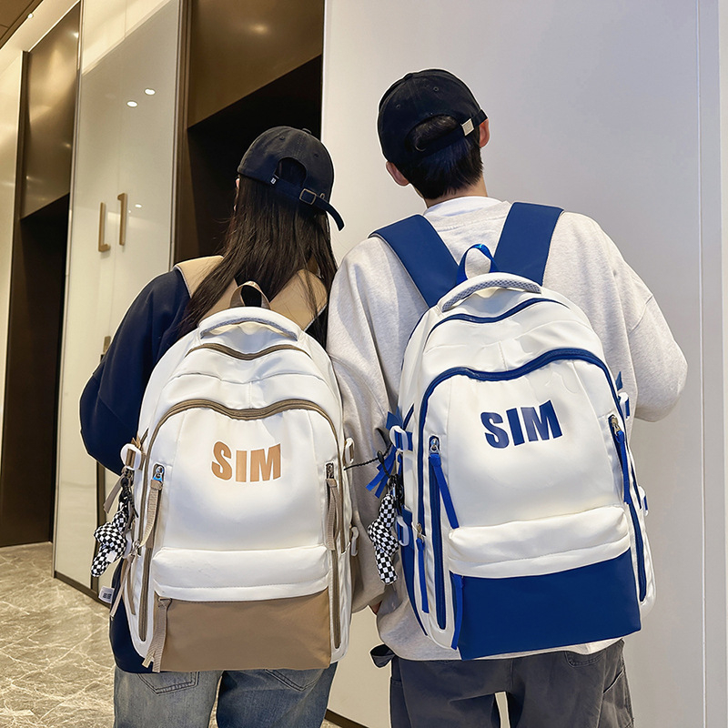 Rucsac unisex din nylon, stil retro coreean, curele respirabile cu pernă de aer, compatibil cu laptop până la 15 inch, pentru utilizare zilnică