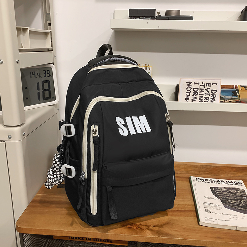 Rucsac unisex din nylon, stil retro coreean, curele respirabile cu pernă de aer, compatibil cu laptop până la 15 inch, pentru utilizare zilnică