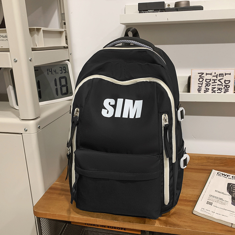 Rucsac unisex din nylon, stil retro coreean, curele respirabile cu pernă de aer, compatibil cu laptop până la 15 inch, pentru utilizare zilnică