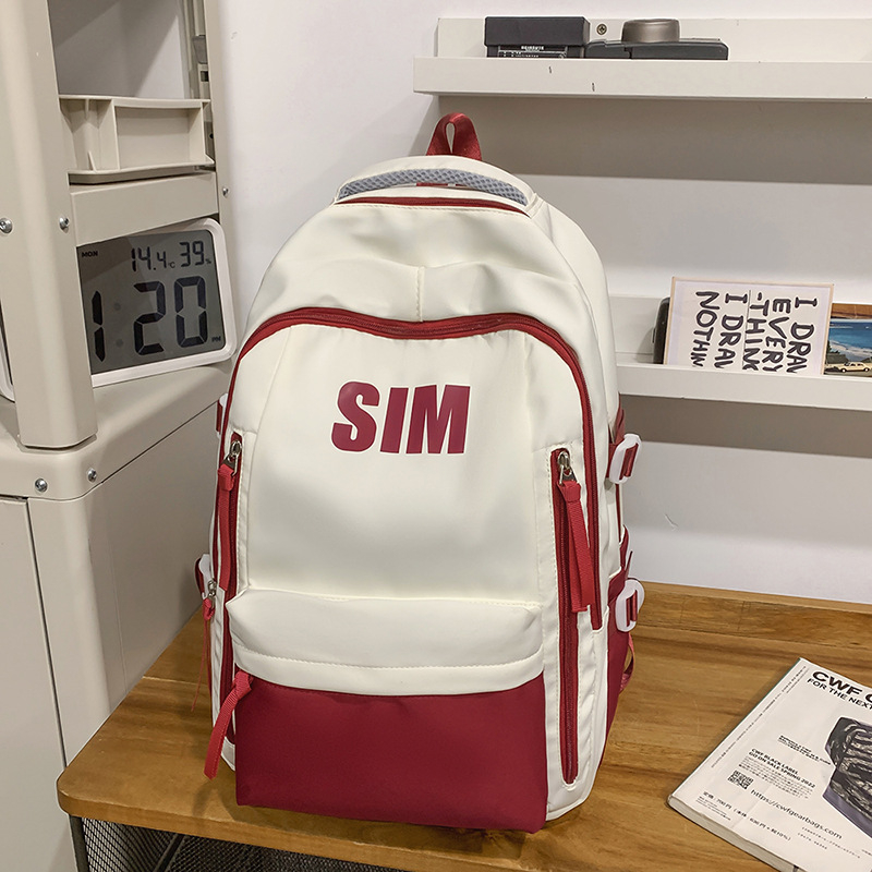 Rucsac unisex din nylon, stil retro coreean, curele respirabile cu pernă de aer, compatibil cu laptop până la 15 inch, pentru utilizare zilnică