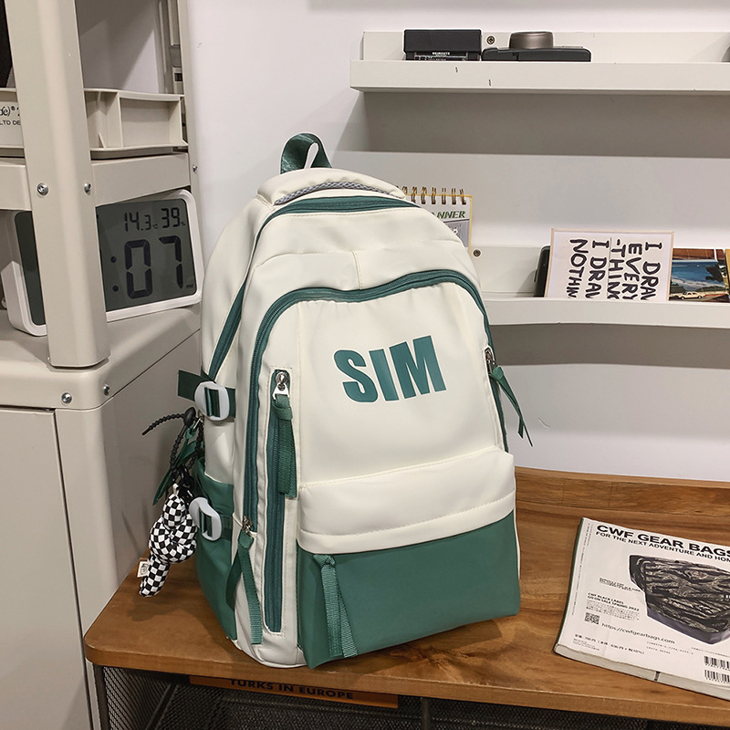 Rucsac unisex din nylon, stil retro coreean, curele respirabile cu pernă de aer, compatibil cu laptop până la 15 inch, pentru utilizare zilnică