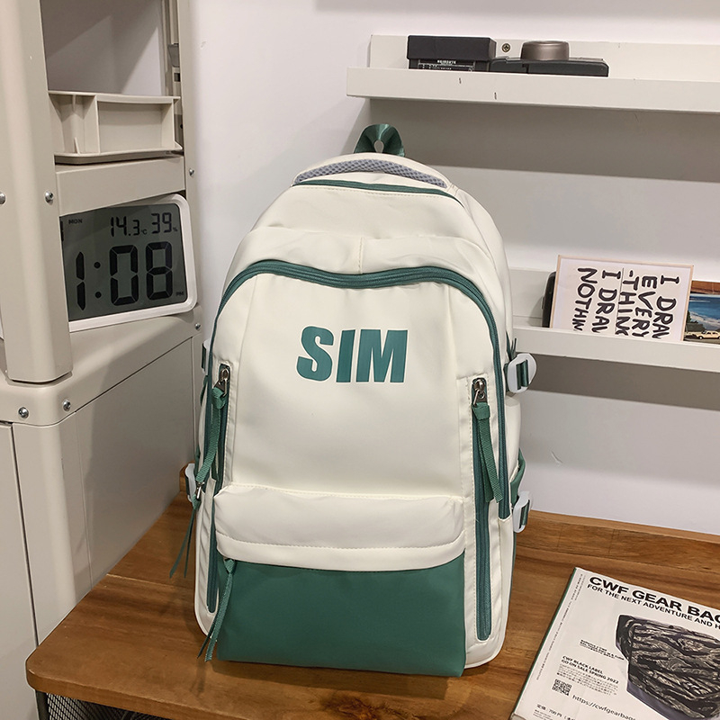 Rucsac unisex din nylon, stil retro coreean, curele respirabile cu pernă de aer, compatibil cu laptop până la 15 inch, pentru utilizare zilnică