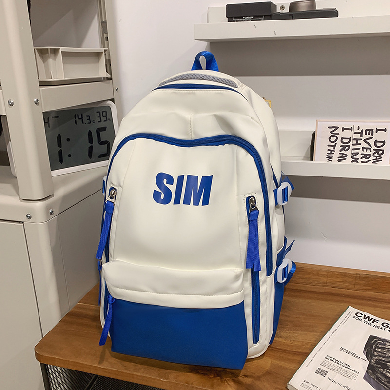 Rucsac unisex din nylon, stil retro coreean, curele respirabile cu pernă de aer, compatibil cu laptop până la 15 inch, pentru utilizare zilnică