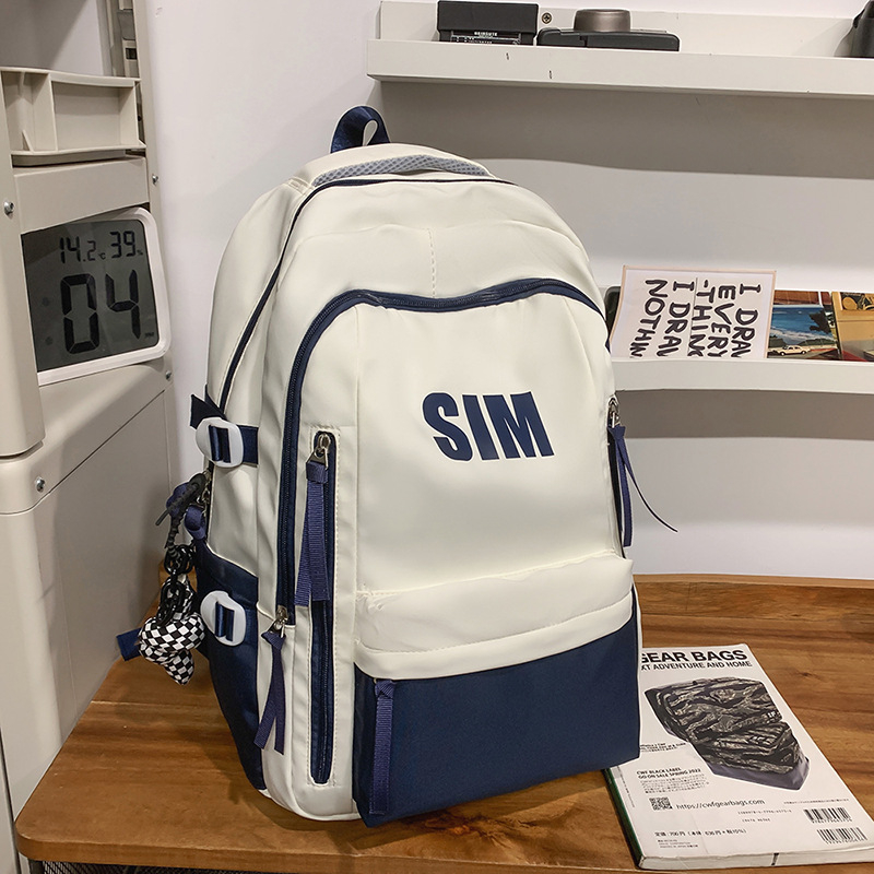 Rucsac unisex din nylon, stil retro coreean, curele respirabile cu pernă de aer, compatibil cu laptop până la 15 inch, pentru utilizare zilnică