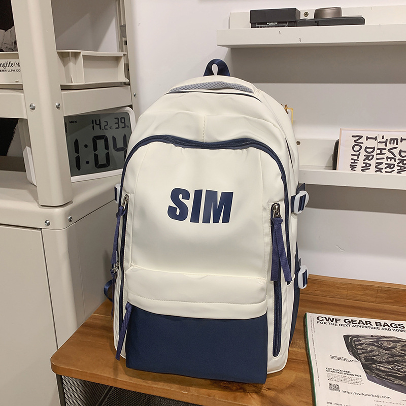 Rucsac unisex din nylon, stil retro coreean, curele respirabile cu pernă de aer, compatibil cu laptop până la 15 inch, pentru utilizare zilnică