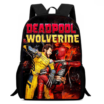 Ученическа раница за деца с принт Deadpool & Wolverine; Oxford плат, дишаща и ултра лека; подплата полиестер; презрамки с въздушна възглавница; стил модерен и готин; подходяща за начално училище