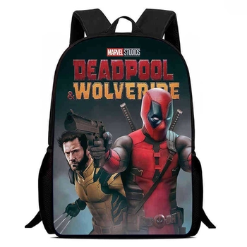 Ученическа раница за деца с принт Deadpool & Wolverine; Oxford плат, дишаща и ултра лека; подплата полиестер; презрамки с въздушна възглавница; стил модерен и готин; подходяща за начално училище