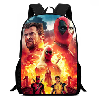 Ученическа раница за деца с принт Deadpool & Wolverine; Oxford плат, дишаща и ултра лека; подплата полиестер; презрамки с въздушна възглавница; стил модерен и готин; подходяща за начално училище
