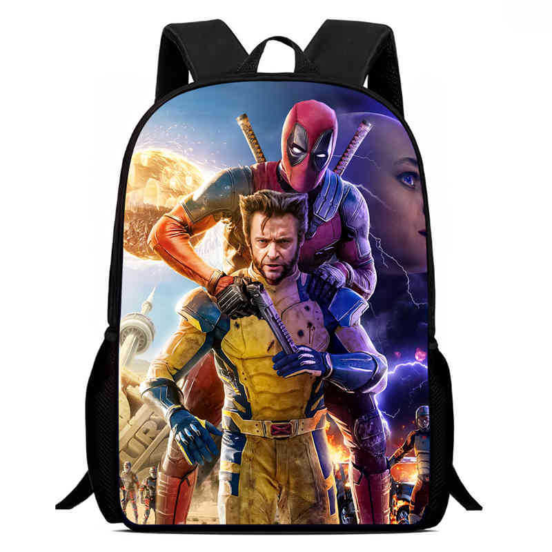 Ruksak za djecu s otiskom Deadpool & Wolverine; materijal: Oxford tkanina; prozračan, ultra lagan, otporan na habanje; ramenice s zračnim jastukom; podstava od poliestera; moderan i cool dizajn