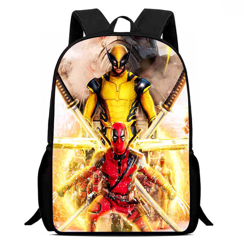 Ruksak za djecu s otiskom Deadpool & Wolverine; materijal: Oxford tkanina; prozračan, ultra lagan, otporan na habanje; ramenice s zračnim jastukom; podstava od poliestera; moderan i cool dizajn