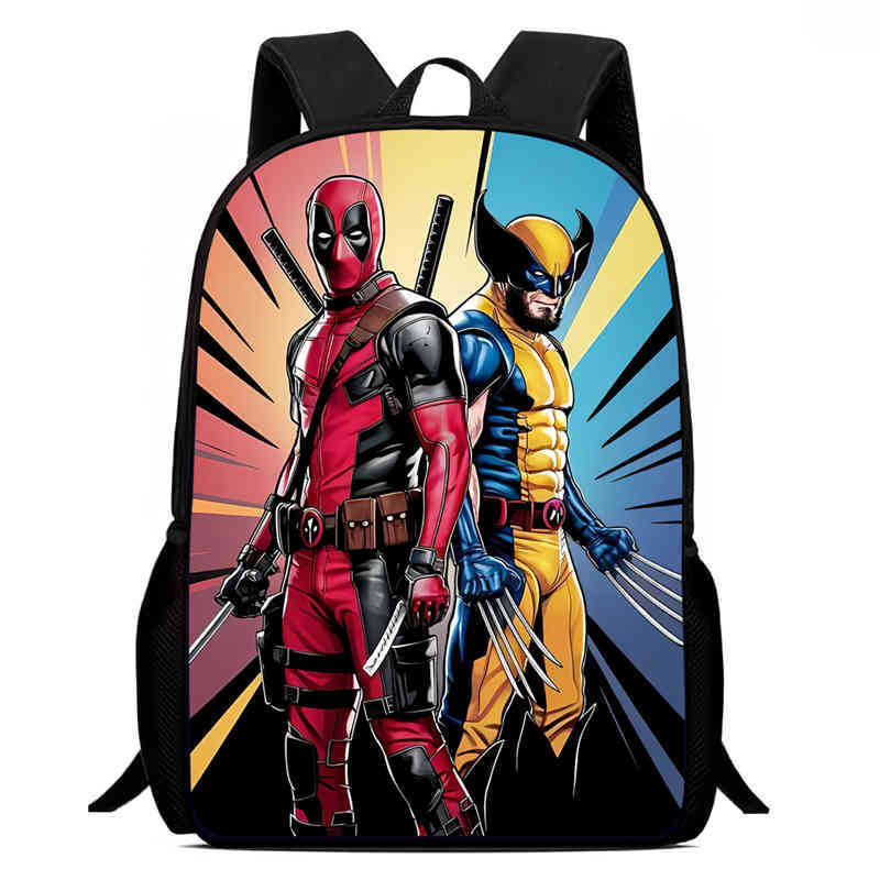 Ruksak za djecu s otiskom Deadpool & Wolverine; materijal: Oxford tkanina; prozračan, ultra lagan, otporan na habanje; ramenice s zračnim jastukom; podstava od poliestera; moderan i cool dizajn