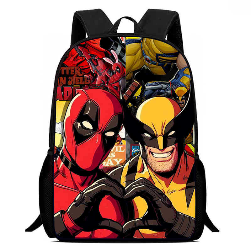 Ruksak za djecu s otiskom Deadpool & Wolverine; materijal: Oxford tkanina; prozračan, ultra lagan, otporan na habanje; ramenice s zračnim jastukom; podstava od poliestera; moderan i cool dizajn