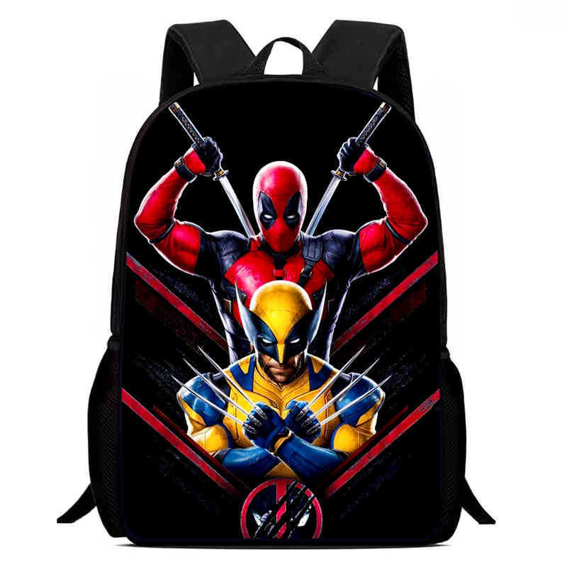Ruksak za djecu s otiskom Deadpool & Wolverine; materijal: Oxford tkanina; prozračan, ultra lagan, otporan na habanje; ramenice s zračnim jastukom; podstava od poliestera; moderan i cool dizajn