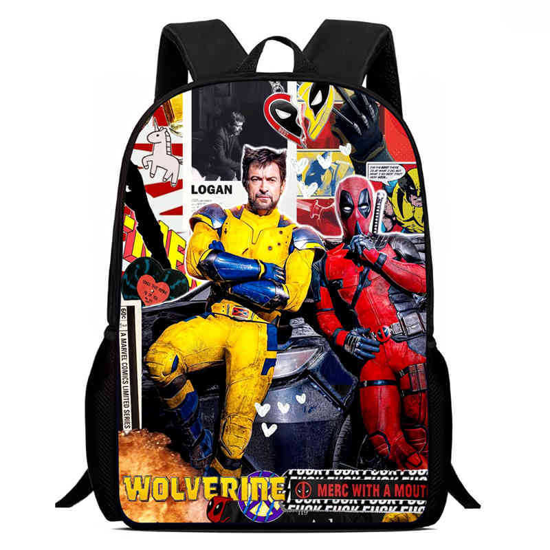 Ruksak za djecu s otiskom Deadpool & Wolverine; materijal: Oxford tkanina; prozračan, ultra lagan, otporan na habanje; ramenice s zračnim jastukom; podstava od poliestera; moderan i cool dizajn