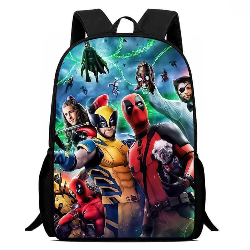 Ruksak za djecu s otiskom Deadpool & Wolverine; materijal: Oxford tkanina; prozračan, ultra lagan, otporan na habanje; ramenice s zračnim jastukom; podstava od poliestera; moderan i cool dizajn