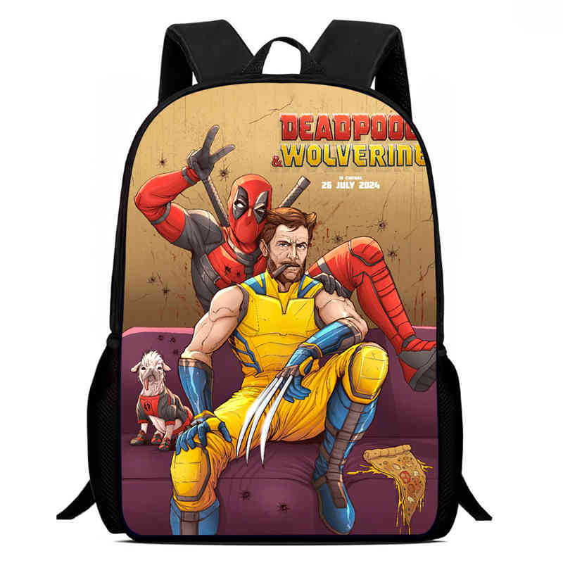 Ruksak za djecu s otiskom Deadpool & Wolverine; materijal: Oxford tkanina; prozračan, ultra lagan, otporan na habanje; ramenice s zračnim jastukom; podstava od poliestera; moderan i cool dizajn