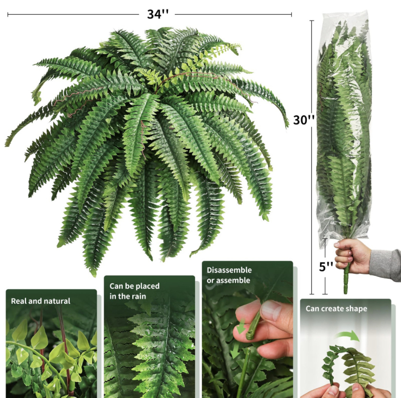 Angus Τεχνητό φυτό Persian Grass με μεταξωτά φύλλα, στυλιζάρισμα και εκτύπωση οθόνης, ποικιλία Persia, κατάλληλο για γάμους, εξωτερικούς χώρους και οικιακή διακόσμηση