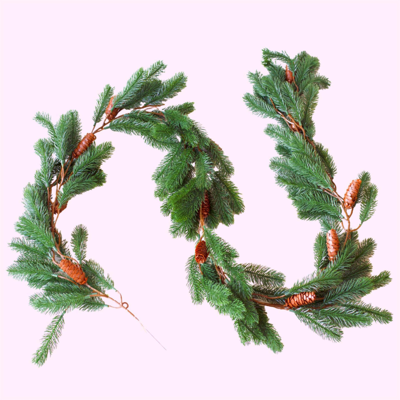 Decorațiune de perete cu flori de mătase, ace de pin și viță de ratan pentru nunți și decor acasă